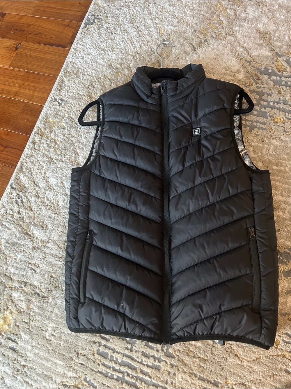 Unisex Black Quilted Insulated Vest with Thermal USB port for automatic heating